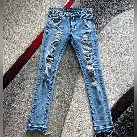 Patron Saint Of Corpus Acid Wash Distressed Skinny Jeans - Picture 1 of 6